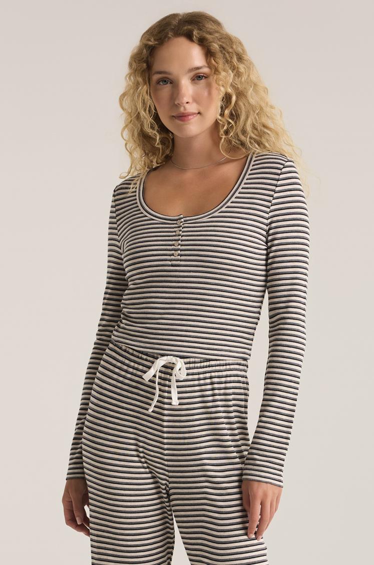 Constance Stripe ZSupply Top- Light Oatmeal Heather