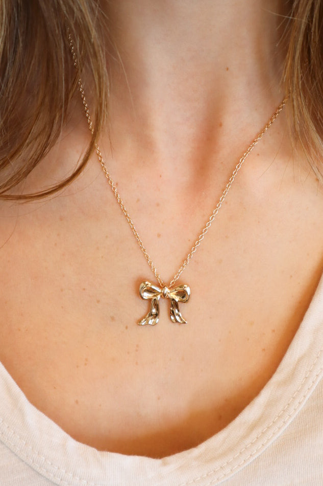 Gold Bow Necklace