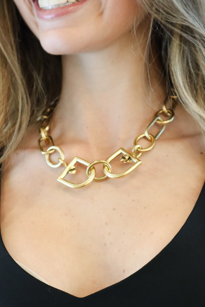 Modern Link D-Ring Statement Necklace