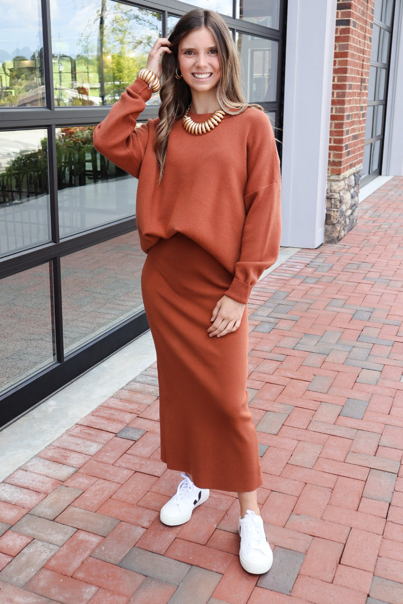 Just A Moment Skirt - Chestnut