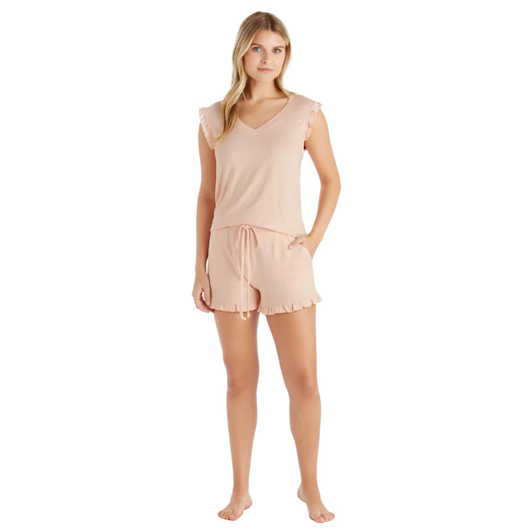 Dream Ruffle Top and Shorts Set Softies- Apricot