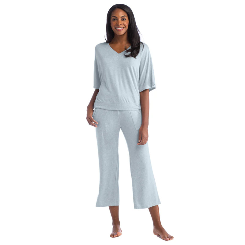 Dream Relaxed V Neck with Capri Lounge Set Softies- Surf