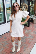 Puff Sleeve Cream Dress