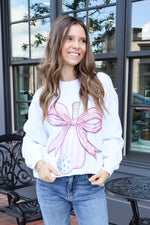 Pickleball Pink Bow Sweatshirt