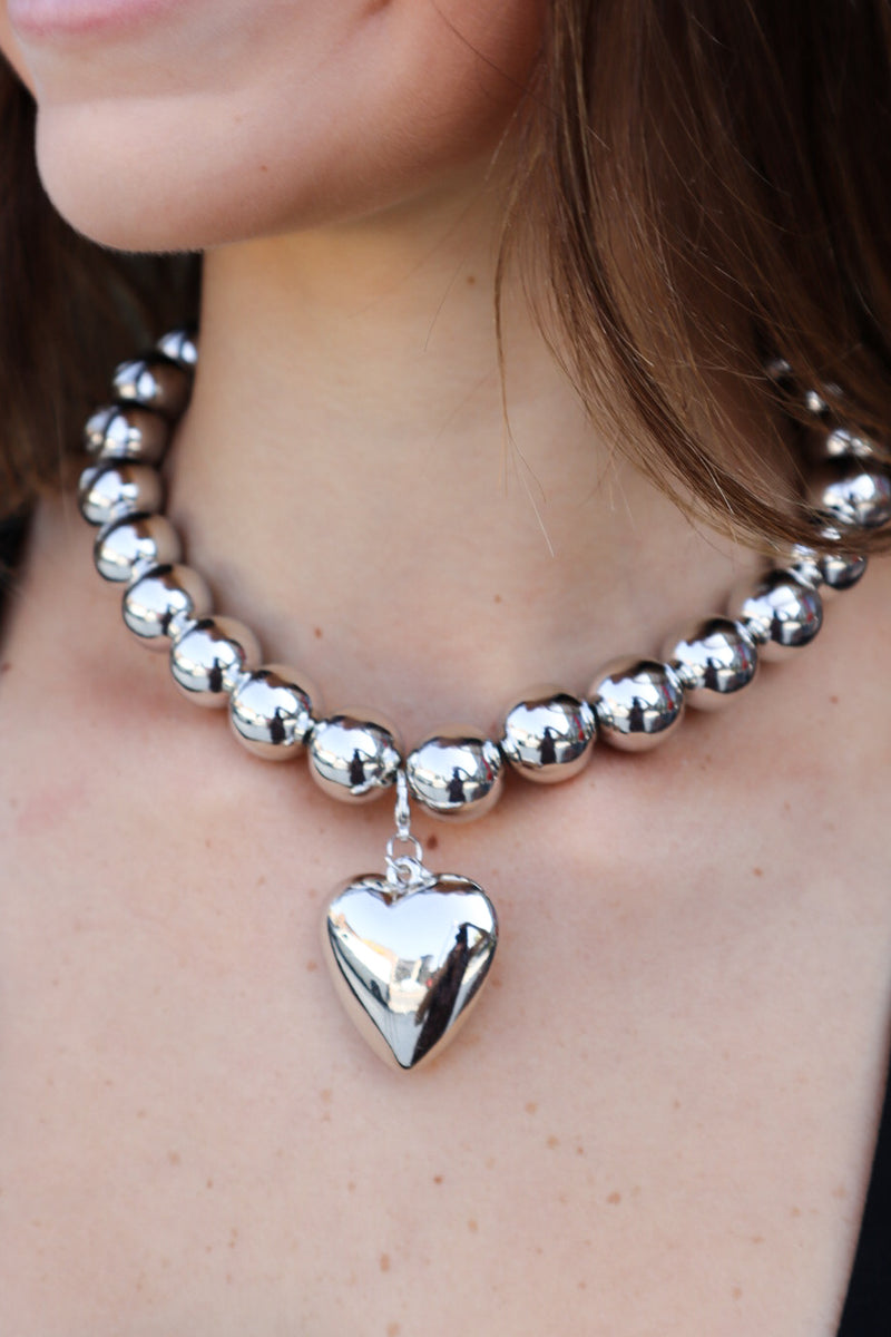 Bubble Heart Necklace- Silver