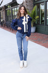 Bow Detail Navy Sweatshirt