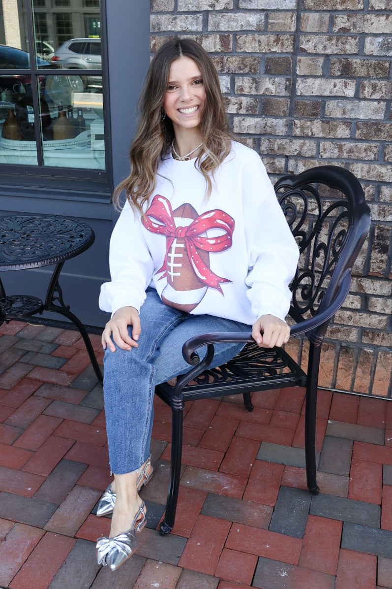 Football Bow Graphic Sweatshirt