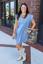 V Neck Denim Dress