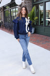 Bow Detail Navy Sweatshirt