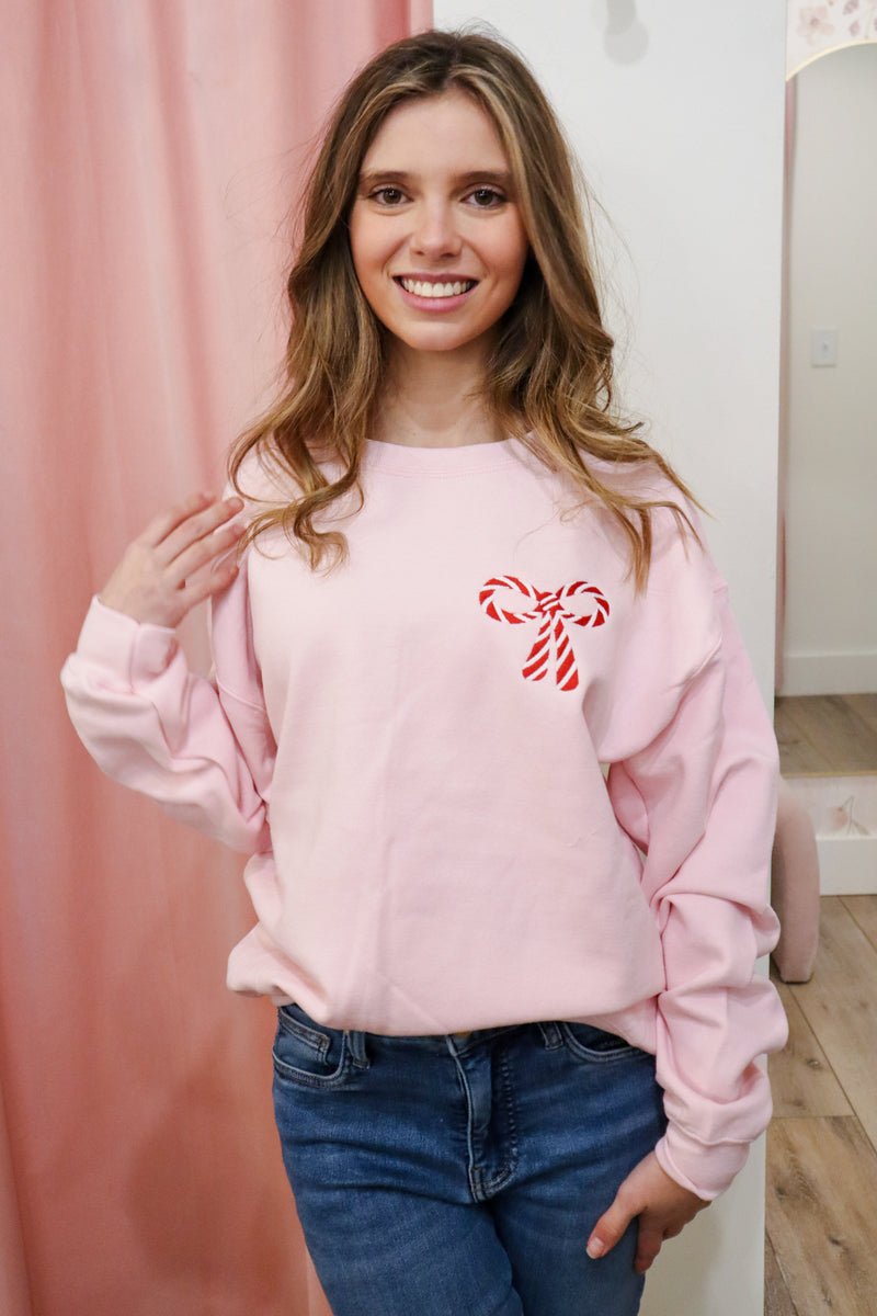 Candy Cane Bow Sweatshirt