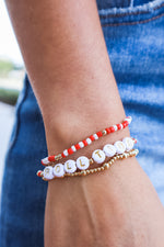 14K gold-filled Collegiate Spirit Stack Bracelet featuring gold beads Alabama Roll Tide