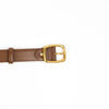 leather belt with a gold square buckle, perfect for casual and dressy outfits. Durable, stylish, and adjustable for a custom fit.