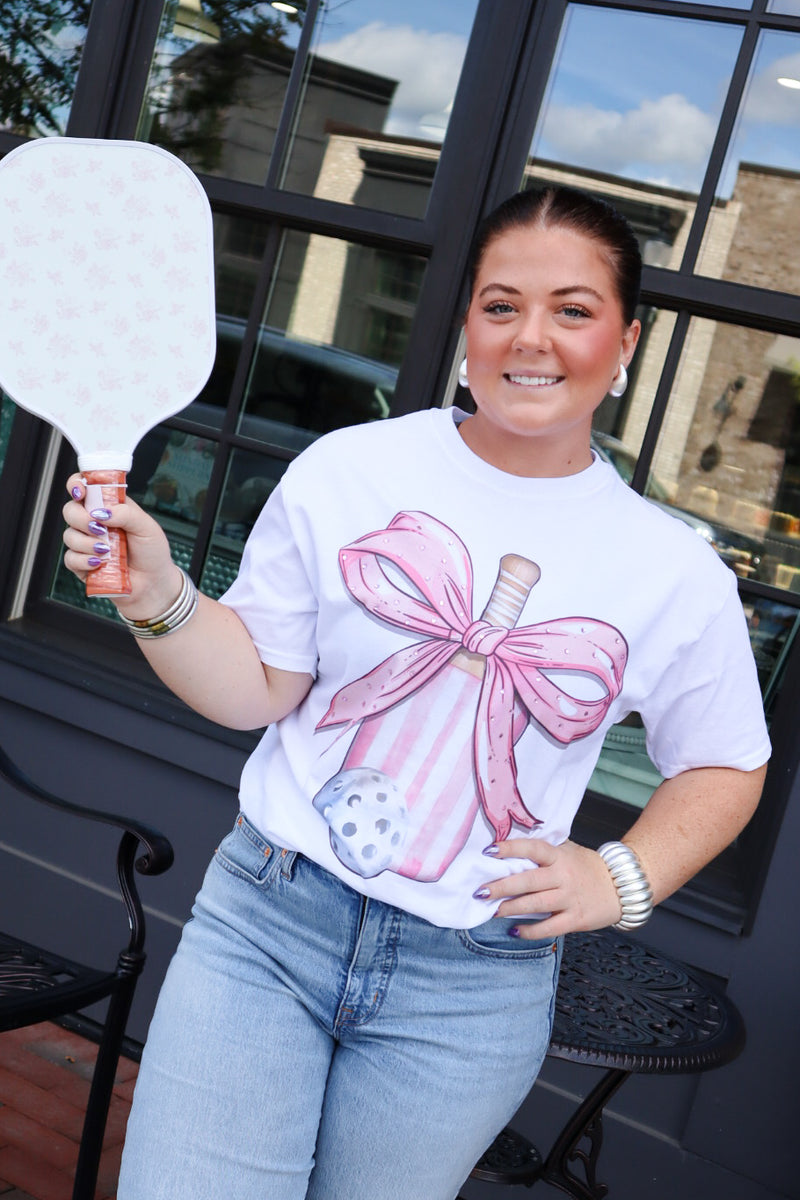 Pickleball Pink Bow Graphic Tee