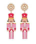 Pink Gold & Pearl Nutcracker Earrings