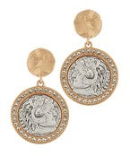 Pave Coin Earrings