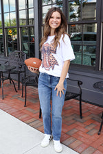 Football Cheetah Bow Graphic Tee