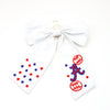 Go Team Bow - Oversized-style bow in braves team colors, perfect for game days, tailgates, and spirited outfits. Features a sturdy alligator clip for secure wear.