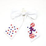 Go Team Bow - Oversized-style bow in braves team colors, perfect for game days, tailgates, and spirited outfits. Features a sturdy alligator clip for secure wear.