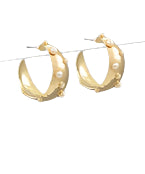 Gold-plated open-back hoop earrings adorned with delicate pearl accents, designed for a bold yet elegant statement look