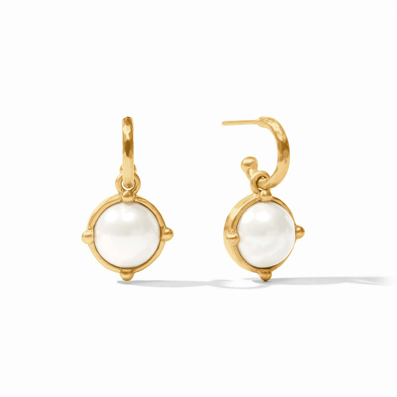 Honeybee Hoop & Charm Earring - Gold - Pearl