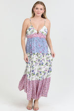 Meadow Bliss Maxi dress, featuring a tie-back and delicate floral prints