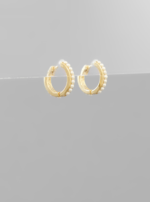 Pearl Pave Huggie Earrings