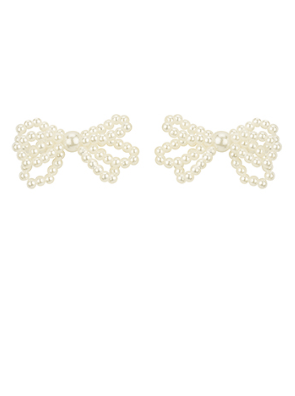 Triple Bow Pearl Earrings