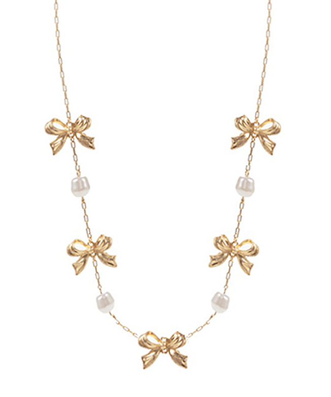 Bows and Pearls Necklace