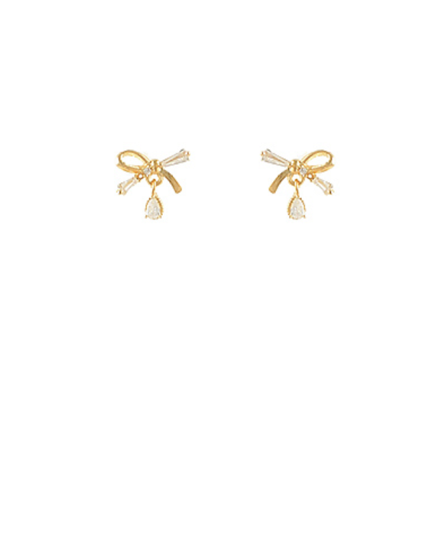 Crystal Drop Bow Studs