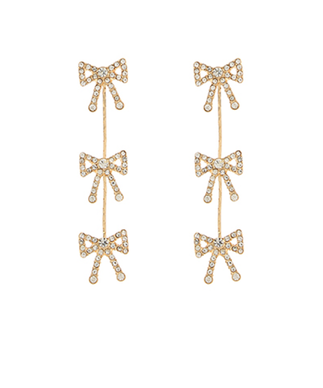 Crystal Bow Chain Earrings