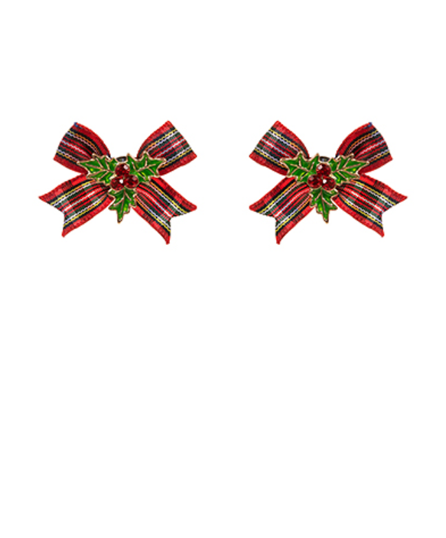 Mistletoe and Bows Stud Earrings