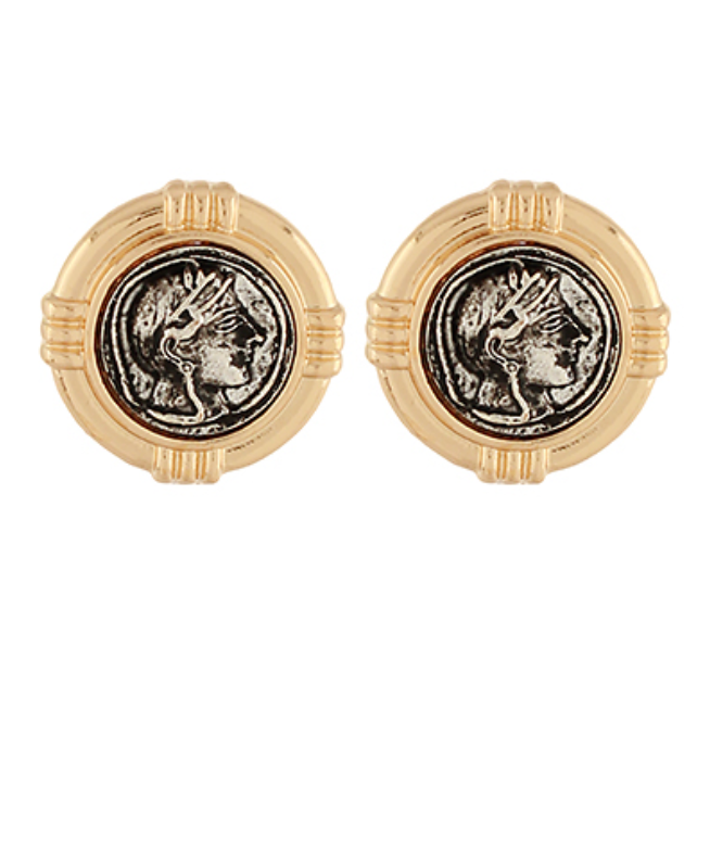 Roman Coin Stud Earrings