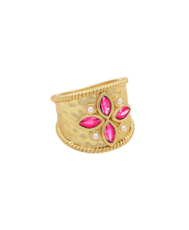 Marquise Hammered Ring - Fuchsia