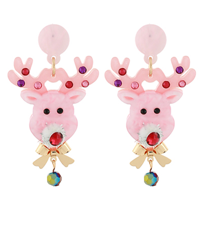 Pink Rudolf Earrings