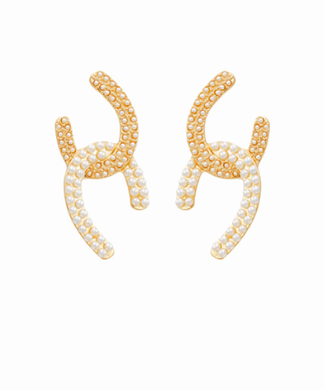 Pearl Horseshoe Earrings