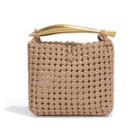 Willow Woven Handbag with gold handle, stylish woven pattern