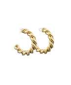 Gold-plated twisted hoop earrings with a sleek, rope-inspired texture, designed for a bold yet sophisticated look