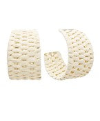 woven rattan hoop earrings, featuring an open-hoop design with intricate handwoven texture.