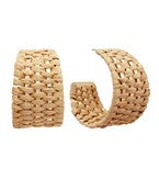 woven rattan hoop earrings, featuring an open-hoop design with intricate handwoven texture.