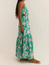 Dewi Pacific Floral Maxi Dress - Bermuda Green