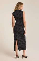 Tatum Shadow Floral Midi Dress Black