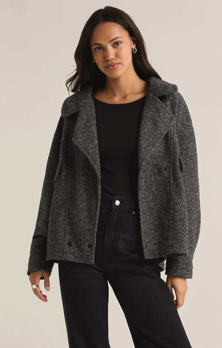 Ari Herringbone Jacket - Charocal Heather