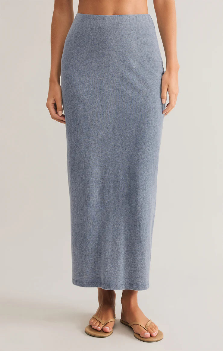 Z Supply Gail Jersey Denim Midi Skirt