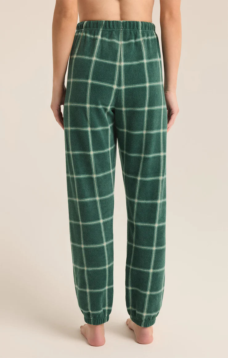 Plaid Plush Joggers - Noble Fir