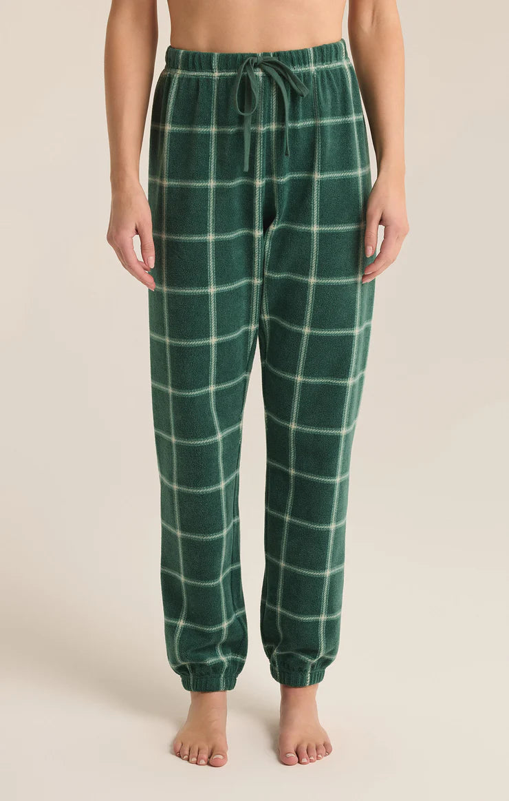 Plaid Plush Joggers - Noble Fir