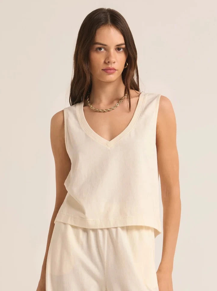 Sloane V-Neck Top - Sea Salt