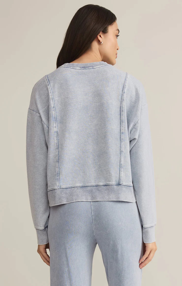 Lax Knit Denim Sweatshirt - Washed Indigo