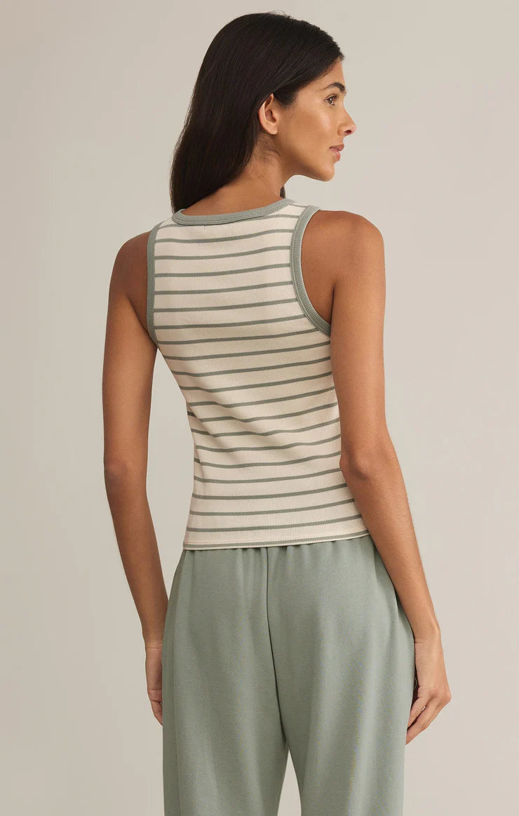 Hadley Striped Tank - Sage Green