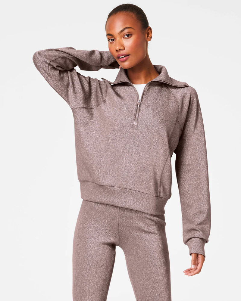 Air Essentials Shine Half Zip - Smoke Silver