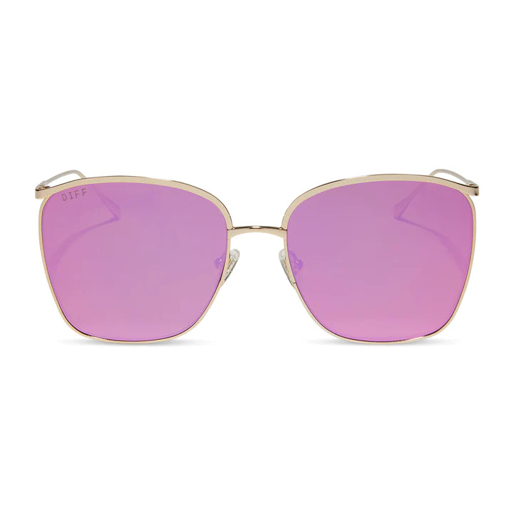 Diff Vittoria- Gold Pink rush mirror sunglass